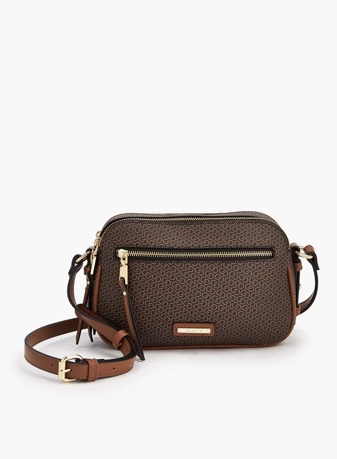 سيليست Monogram Print Crossbody Bag With Adjustable Strap
